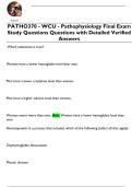 PATHO370 - WCU - Pathophysiology Final Exam  Study Questions Questions with Detailed Verified  Answers