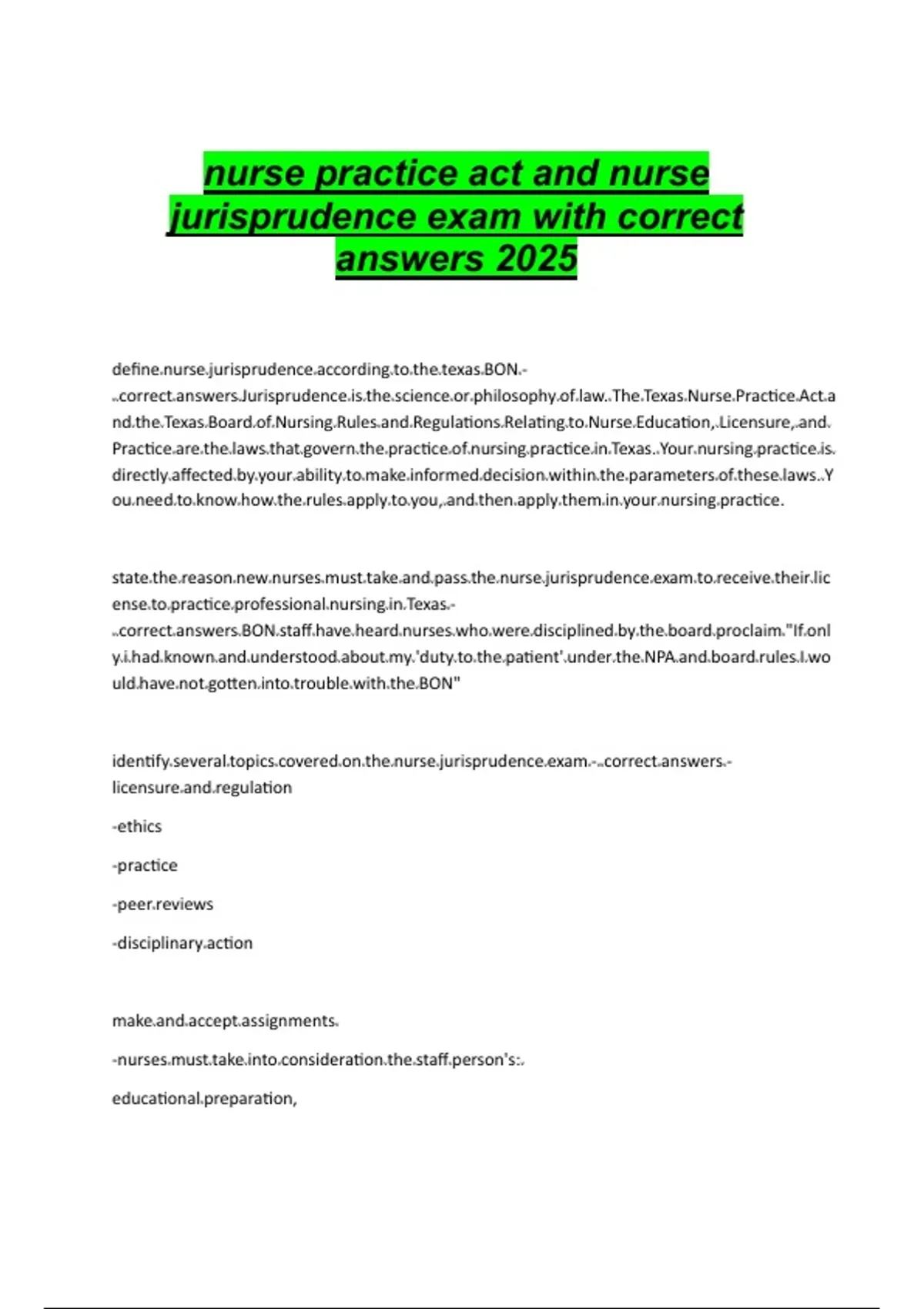 Nursing Jurisprudence Exam with correct answers 20252026 - Nursing ...