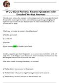 WGU D363 Personal Finance Questions with  Detailed Verified Answers 