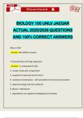 BIOLOGY 100 UNLV JAEGAR ACTUAL 2025&sol;2026 QUESTIONS AND 100&percnt; CORRECT ANSWERS