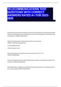 TELECOMMUNICATIONS TEST QUESTIONS WITH CORRECT ANSWERS RATED A&plus; FOR 2025-2026