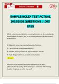 SAMPLE NCLEX TEST ACTUAL 2025&sol;2026 QUESTIONS &vert; 100&percnt; PASS