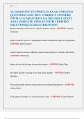 AUTOMOTIVE TECHNICIAN EXAM UPDATED  QUESTIONS AND 100&percnt; CORRECT ANSWERS  WITH A GUARANTEED A&plus;&vert;&vert; 2025-2026 LATEST  AND COMPLETE UPDATE WITH VERIFIED  SOLUTIONS&vert;&vert; GUARANTEED PASS&excl;&excl; 
