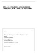 DMS 100 FINAL EXAM SPRING 2025&sol;26 QUESTIONS WITH COMPLETE SOLUTIONS&period;
