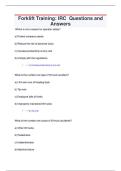 Forklift Training IRC Questions & Answers 2025&sol;2026 &ndash; Verified Safety Exam Prep