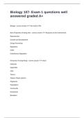 Biology 107- Exam 1 questions well answered graded A&plus;