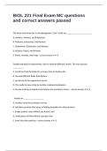 BIOL 221 Final Exam MC questions and correct answers passed