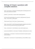 Biology 117 Exam 1 questions with complete solutions
