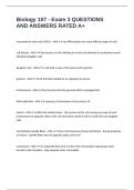 Biology 107 - Exam 3 QUESTIONS AND ANSWERS RATED A&plus;