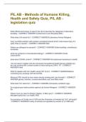 PIL AB - Methods of Humane Killing&comma; Health and Safety Quiz&comma; PIL AB - legislation quiz  Questions With 100&percnt; Correct Answers&excl;&excl;