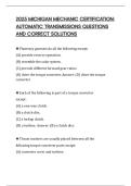 2025 MICHIGAN MECHANIC CERTIFICATION&colon; AUTOMATIC TRANSMISSIONS QUESTIONS AND CORRECT SOLUTIONS