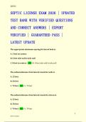 Septic License Exam 2026 &ndash; Verified Test Bank with Correct Answers &lpar;Expert Verified&comma; Latest Update&rpar;
