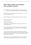 BIO 3 FINAL EXAM&colon; test questions with complete solutions