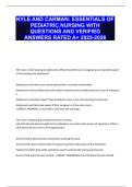 KYLE AND CARMAN&colon; ESSENTIALS OF PEDIATRIC NURSING WITH QUESTIONS AND VERIFIED ANSWERS RATED A&plus; 2025-2026
