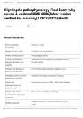 Nightingale Pathophysiology final Exam Questions and Answers &lpar;Verified Answers&rpar; Most Recent exam COMPLETE &lpar;2025&rpar; &lpar;Latest Update 2025&rpar; UPDATE&excl;&excl; 
