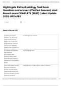 Nightingale Pathophysiology final Exam Questions and Answers &lpar;Verified Answers&rpar; Most Recent exam COMPLETE &lpar;2025&rpar; &lpar;Latest Update 2025&rpar; UPDATE&excl;&excl; 