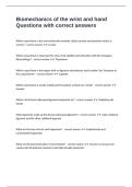 Biomechanics of the wrist and hand Questions with correct answers 