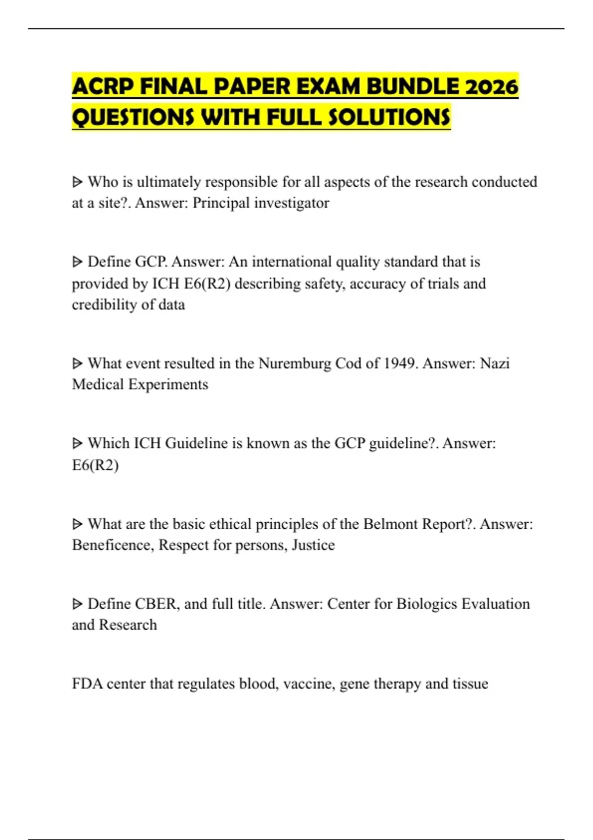 ACRP FINAL PAPER EXAM BUNDLE 2026 QUESTIONS WITH FULL SOLUTIONS - Acrp ...