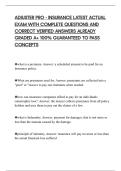 ADJUSTER PRO - INSURANCE LATEST ACTUAL EXAM WITH COMPLETE QUESTIONS AND CORRECT VERIFIED ANSWERS ALREADY GRADED A&plus; 100&percnt; GUARANTEED TO PASS CONCEPTS