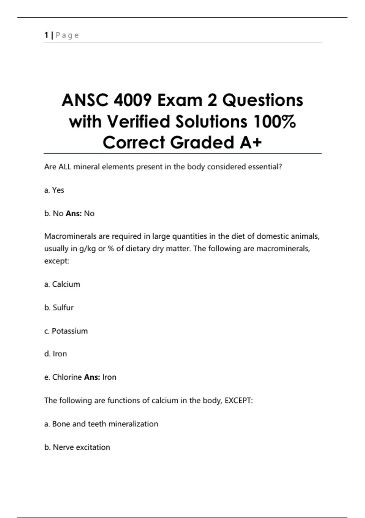 ANSC 4009 Exam 2 Questions with Verified Solutions 100% Correct Graded ...
