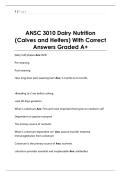 ANSC 3010 Dairy Nutrition  &lpar;Calves and Heifers&rpar; With Correct  Answers Graded A&plus;