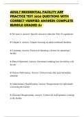ADULT RESIDENTIAL FACILITY ARF PRACTICE TEST 2026 QUESTIONS WITH CORRECT VERIFIED ANSWERS COMPLETE BUNDLE GRADED A&plus;