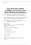Ansc 3010 dairy nutrition  lactating cows and dry cows  Exam with Answers Graded A&plus; 