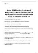 Ansc 4043 Endocrinology of Pregnancy and Parturition Exam Questions with Verified Solutions