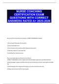 NURSE COACHING CERTIFICATION EXAM QUESTIONS WITH CORRECT ANSWERS RATED A&plus; 2025-2026