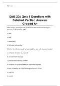 DMS 206 Quiz 1 Questions with  Detailed Verified Answers  Graded A&plus;