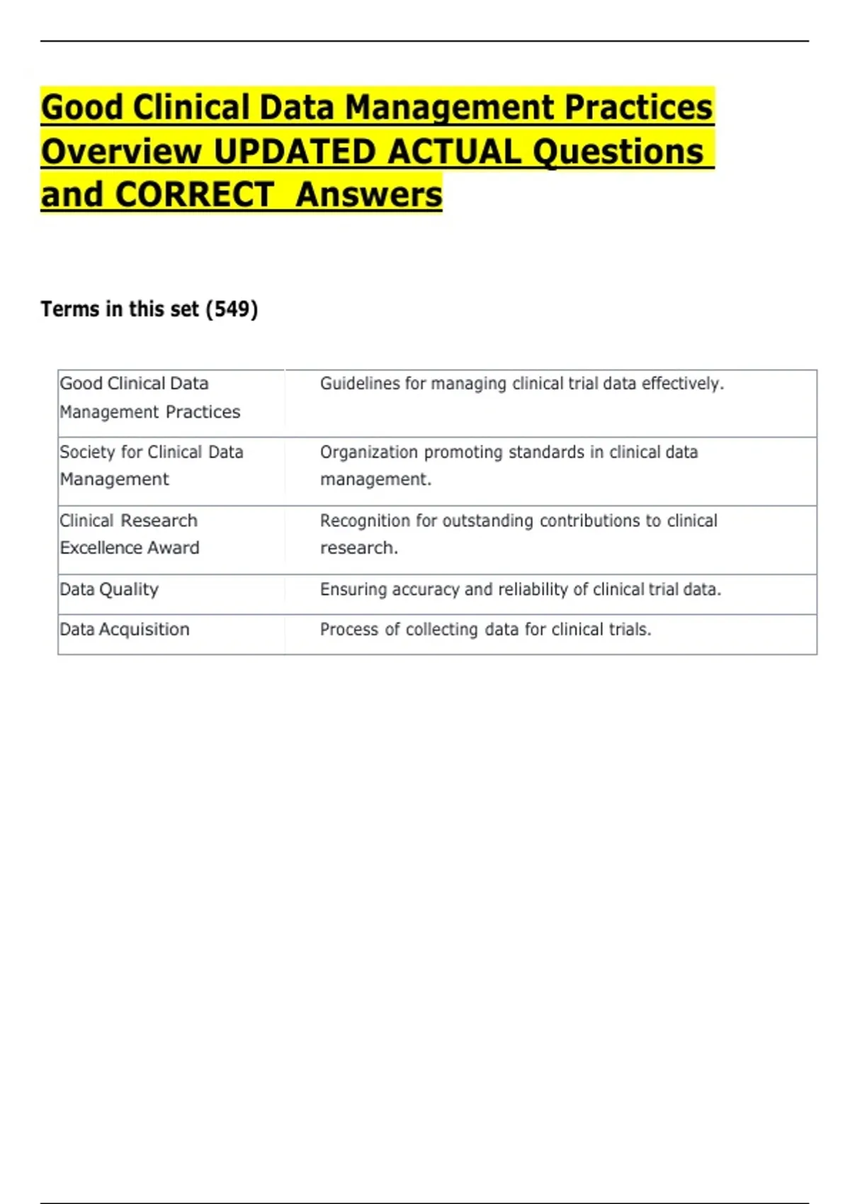 Good Clinical Data Management Practices Overview UPDATED ACTUAL ...