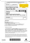 May 2025 Edexcel&colon; A Level History 9HI0&sol;1B Paper 1 &ndash; Breadth Study with Interpretations&comma; Option 1B&colon; England&comma; 1509&ndash;1603&colon; Authority&comma; Nation and Religion &ndash; Merged Question Paper & Mark Scheme