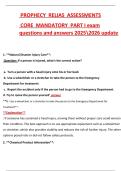 PROPHECY  RELIAS  ASSESSṂENTS     CORE  MANDATORY  PART I exam  questions and answers 20252026 update 