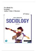 Test Bank for Sociology 18th Edition by John J&period; Macionis&period; All Chapters&period; PDF 2025