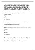 AEMA CERTIFICATION EXAM LATEST 2026 WITH ACTUAL QUESTIONS AND VERIFIED CORRECT ANSWERS ALREADY GRADED A&plus;
