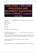 CWB LEVEL 1 WELDING PROCESSES AND EQUIPMENT QUESTIONS WITH CORRECT ANSWERS 2025-2026