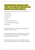 AGRITECHNOLOGY SPECIALIST EXAM SCRIPT 2026 COMPLETE QUESTIONS AND VERIFIED SOLUTIONS GRADED A&plus;