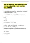AGRITECHNOLOGY SPECIALIST PRACTICE EXAM 2026 QUESTIONS AND ANSWERS 100&percnt; VERIFIED