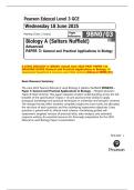A LEVEL BIOLOGY A &lpar;SNAB&rpar;&colon; Actual June 2025 PAST PAPER 3 & GRADING GUIDE General and Practical Applications in Biology All Assessment Questions & Level-by-Level Mark Scheme &lbrack;Edexcel 9BN0&sol;03&rsqb;