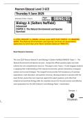 A LEVEL BIOLOGY A &lpar;SNAB&rpar;&colon; Actual June 2025 PAST PAPER 1 & GRADING GUIDE The Natural Environment and Species Survival All Assessment Questions & Level-by-Level Mark Scheme &lbrack;Edexcel 9BN0&sol;01&rsqb;