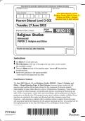 June 2025 Edexcel&colon; A Level Religious Studies 9RS0&sol;02 Paper 2 &ndash; Religion and Ethics &ndash; Merged Question Paper & Mark Scheme