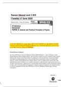 A LEVEL PHYSICS&colon; Actual June 2025 PAST PAPER 3 & GRADING GUIDE General and Practical Principles in Physics All Assessment Questions & Level-byLevel Mark Scheme &lbrack;Edexcel 9PH0&sol;03&rsqb;