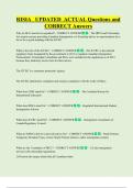 RISIA  Bundled Exam Questions WITH  CORRECT Answers