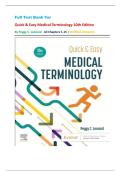 Full Test Bank For  Quick & Easy Medical Terminology 10th Edition By Peggy C&period; Leonard   All Chapters 1-15 &vert;Verified Answers
