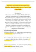 NJ Health and Accident Insurance Exam Complete Questions and Answers 100&percnt; Pass Study Guide
