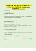 Hearing Aid Specialist Test Chapters 1 -6  UPDATED    ACTUAL Questions and  CORRECT Answers 