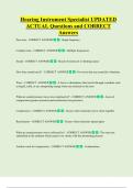 Hearing Instrument Specialist UPDATED   ACTUAL Questions and CORRECT  Answers