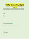 PRAXIS &ndash; AUDIOLOGY UPDATED   ACTUAL Questions and CORRECT  Answers 