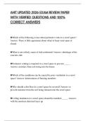 AHIT UPDATED 2026 EXAM REVIEW PAPER WITH VERIFIED QUESTIONS AND 100&percnt; CORRECT ANSWERS