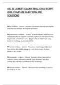 AIC 32 LIABILITY CLAIMS FINAL EXAM SCRIPT 2026 COMPLETE QUESTIONS AND SOLUTIONS